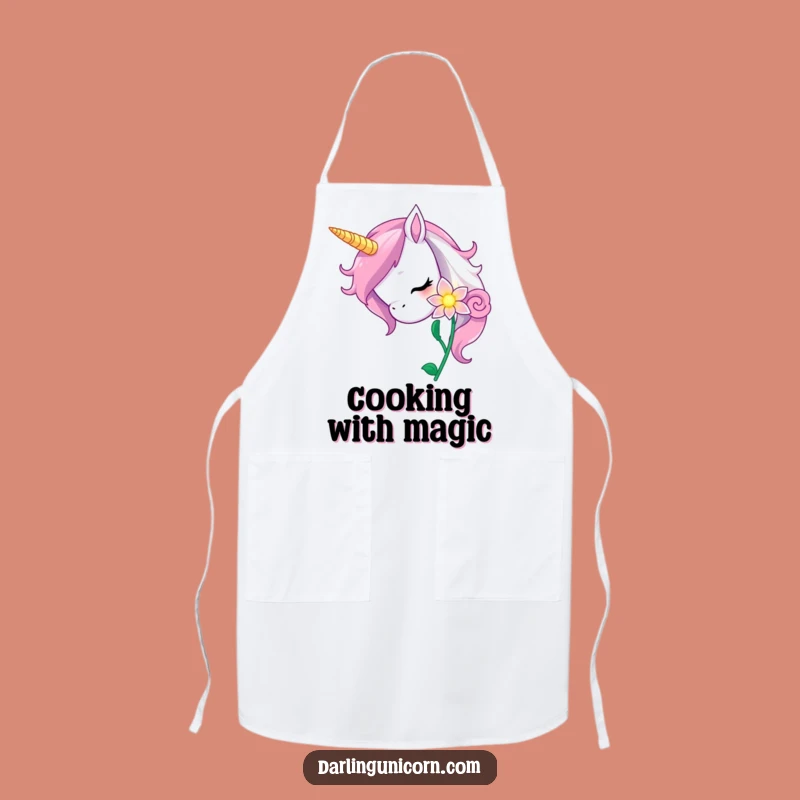 Funny Curious Unicorn Flower Apron: Magical Kitchen Wear for Foodies