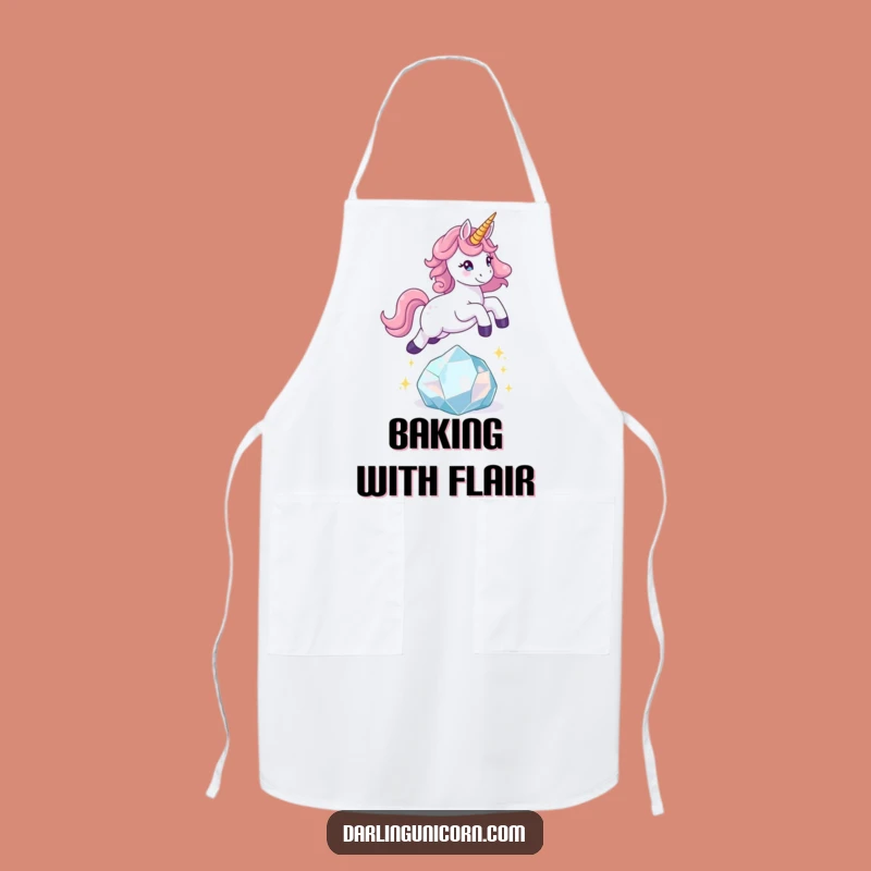 Funny Playful Unicorn Crystal Leap Apron: Whimsical Kitchen Fun