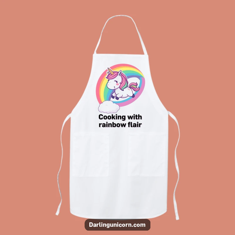 Funny Playful Unicorn Rainbow Slide Apron - Cheerful Kitchen Fun Gift