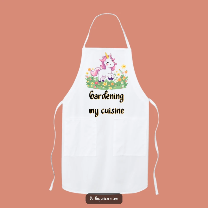 Funny Joyful Unicorn Flower Field Apron: Cook with Joy and Magical Flair!