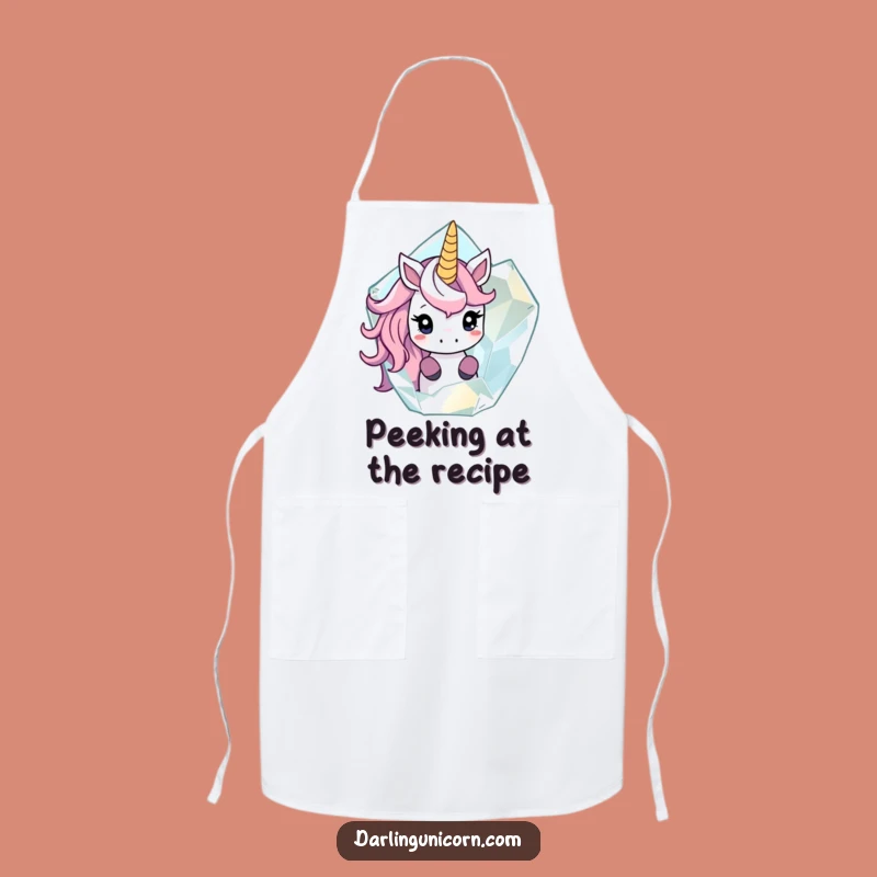 Funny Shy Unicorn Crystal Peek Apron - Magical Kitchen Secret Gift
