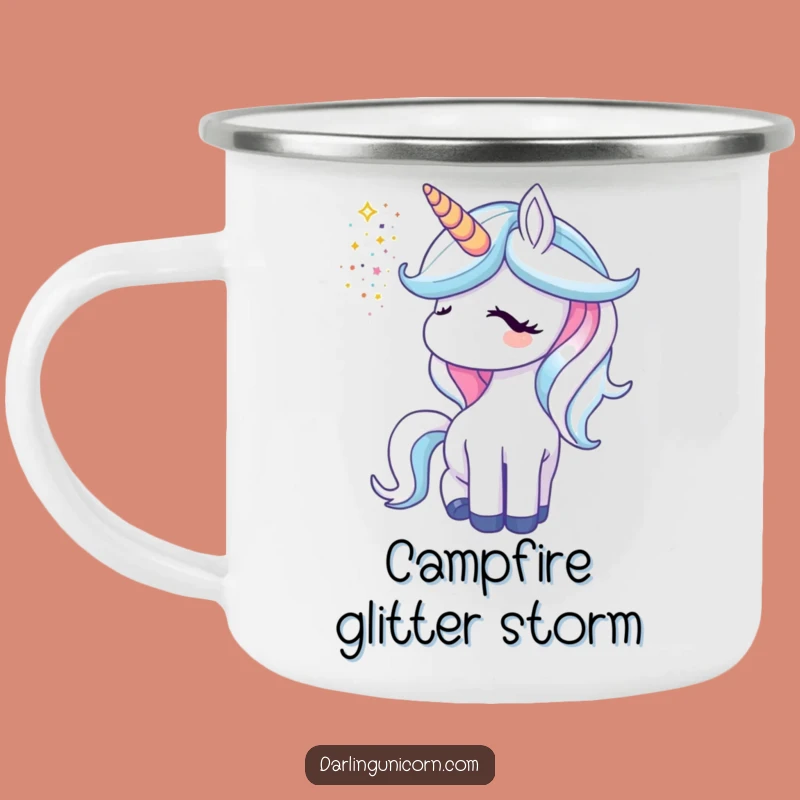 Funny Unicorn Glitter Horn Camping Mug: Rugged Sparkle, Outdoor Magic Gift