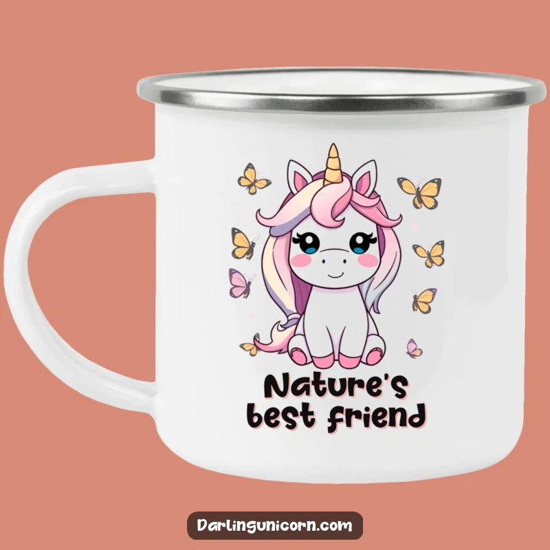 Durable Funny Unicorn Butterfly Friend Camping Mug: Contented Hydration Outdoors