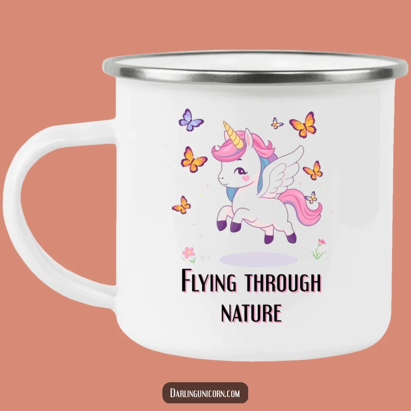 Durable Funny Unicorn Wings Chase Camping Mug: Adventure Play, Epic Funny Gift