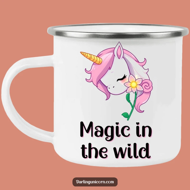 Funny Curious Unicorn Flower Camping Mug: Durable Drinkware for Magical Adventures