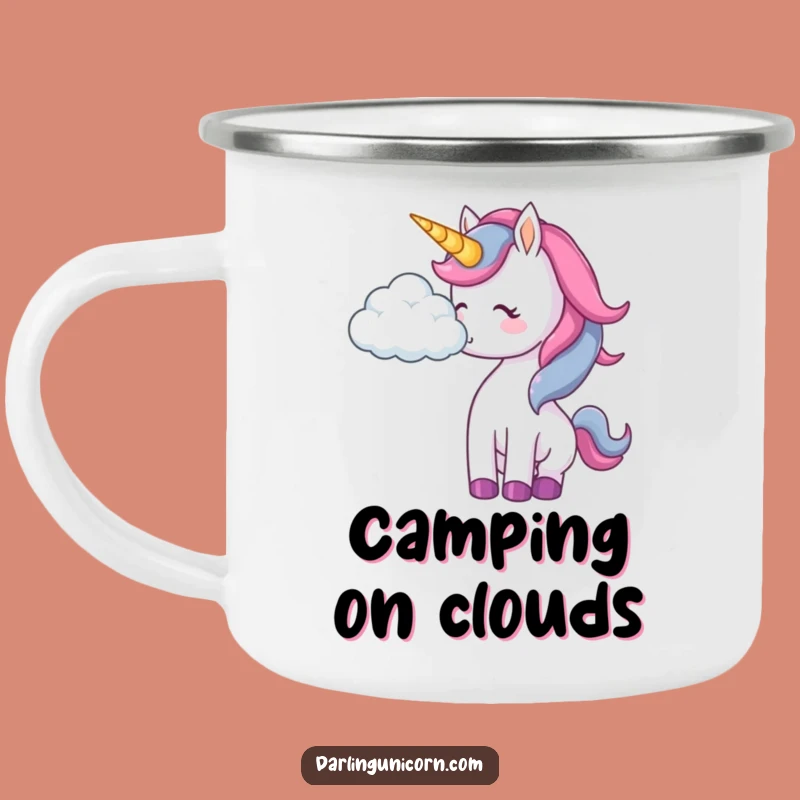 Funny Unicorn Cloud Nudge Camping Mug: Rugged Whimsy, Outdoor Dream Gift
