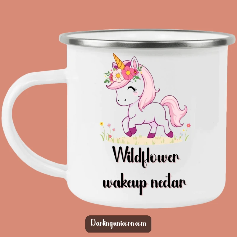 Happy Trails Funny Unicorn Flower Crown Camping Mug: Sip Meadow Joy