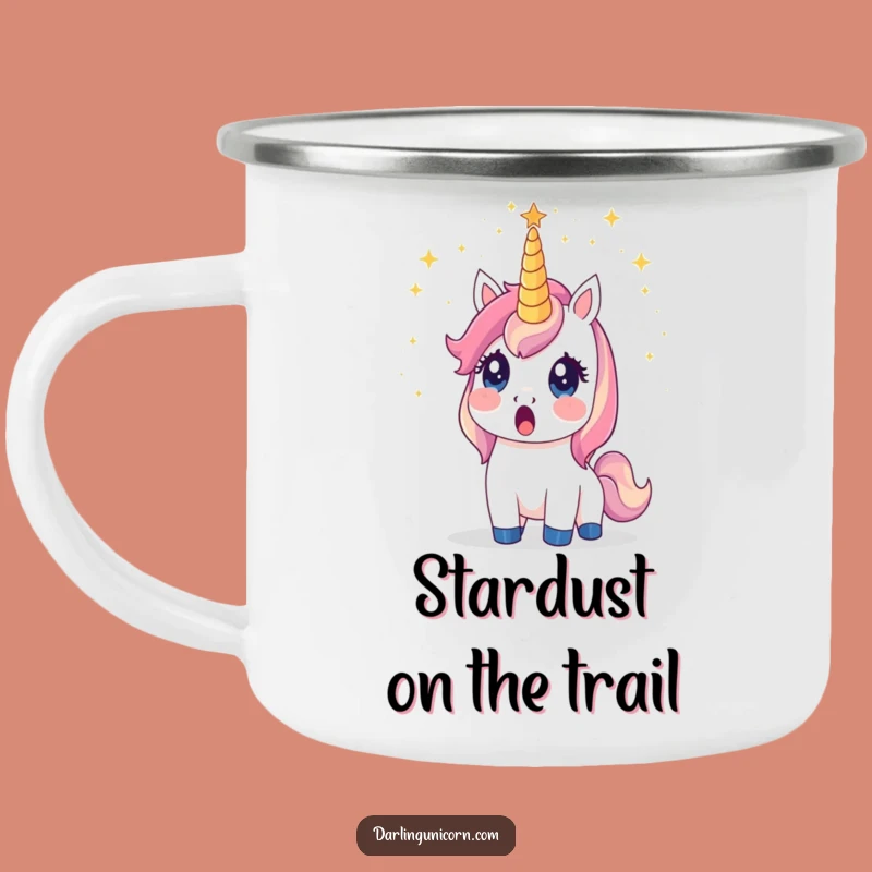 Funny Surprised Unicorn Stardust Camping Mug: Magical Drinkware Outdoors