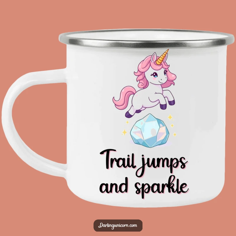 Funny Playful Unicorn Crystal Leap Camping Mug: Durable Fun for Outdoors