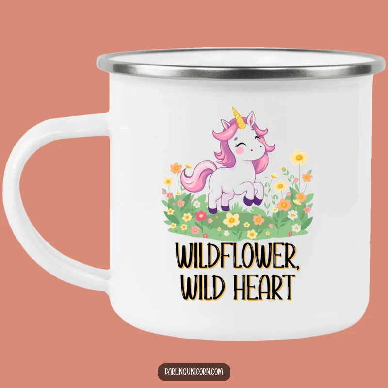 Durable Funny Joyful Unicorn Flower Field Camping Mug: Adventure in Bloom!