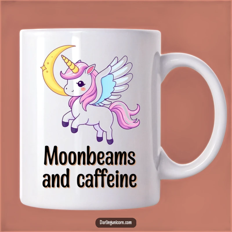 Funny Kawaii Unicorn Moon Soar Mug: Dreamy Wings and Cosmic Magic - Perfect Funny Gift