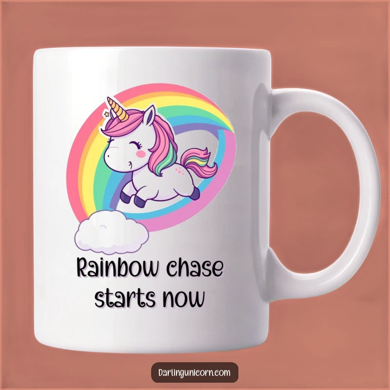 Funny Playful Unicorn Rainbow Slide Mug - Joyful Magical Creature Gift