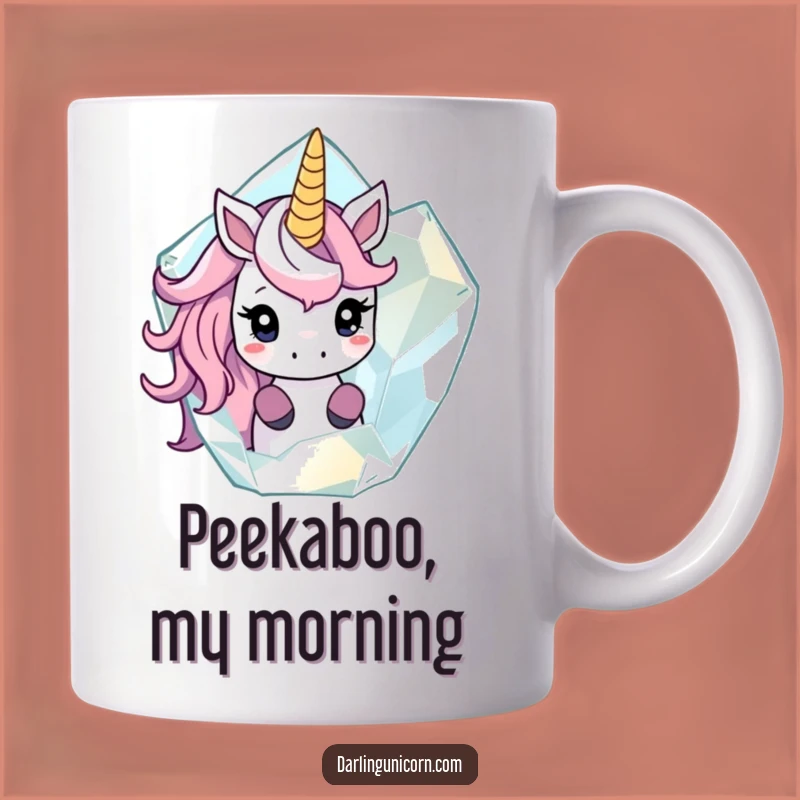 Funny Shy Unicorn Crystal Peek Mug - Mysterious Magical Creature Gift