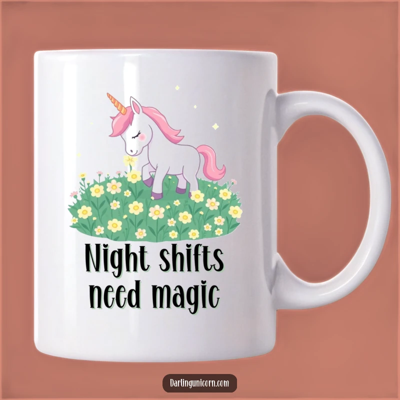 Funny Unicorn Moonflower Mug: Gentle Nuzzle, Magical Night Garden Gift