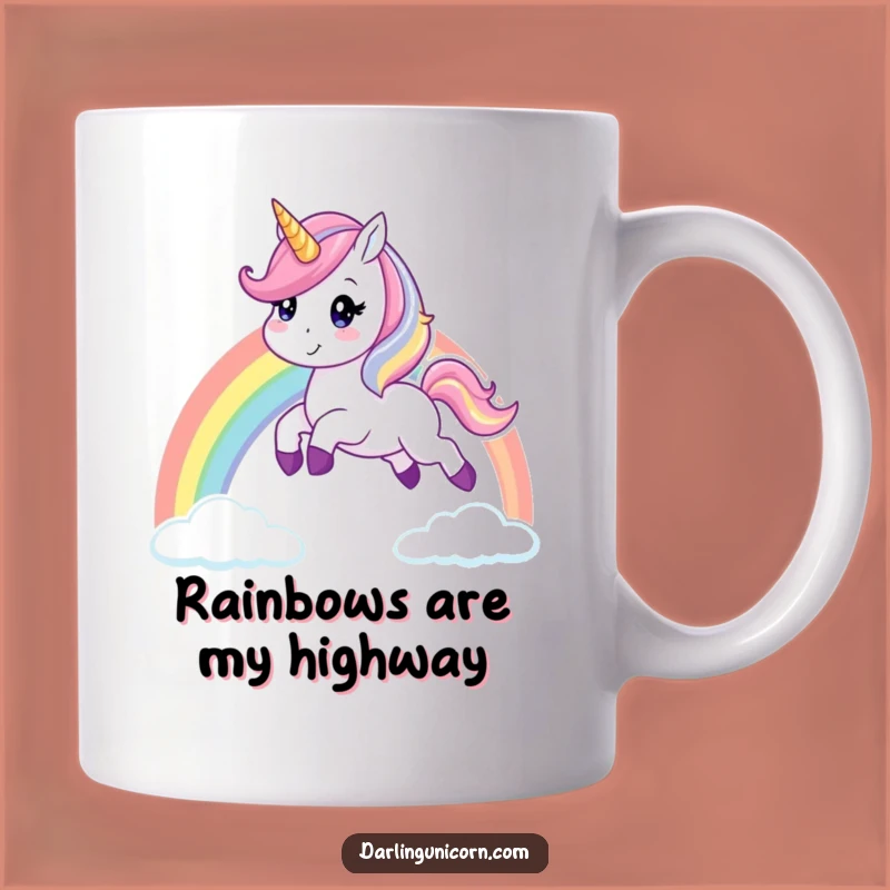 Funny Unicorn Rainbow Leap Mug: Cheerful Fantasy Gift for Your Morning Brew