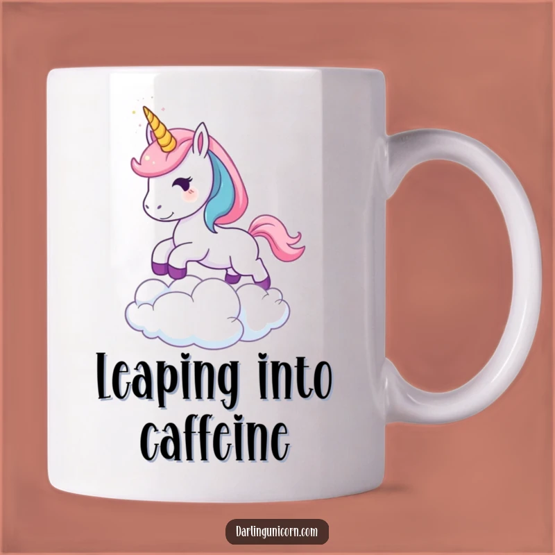 Funny Leaping Unicorn Mug: Sparkling Horn & Clouds, Perfect Funny Gift