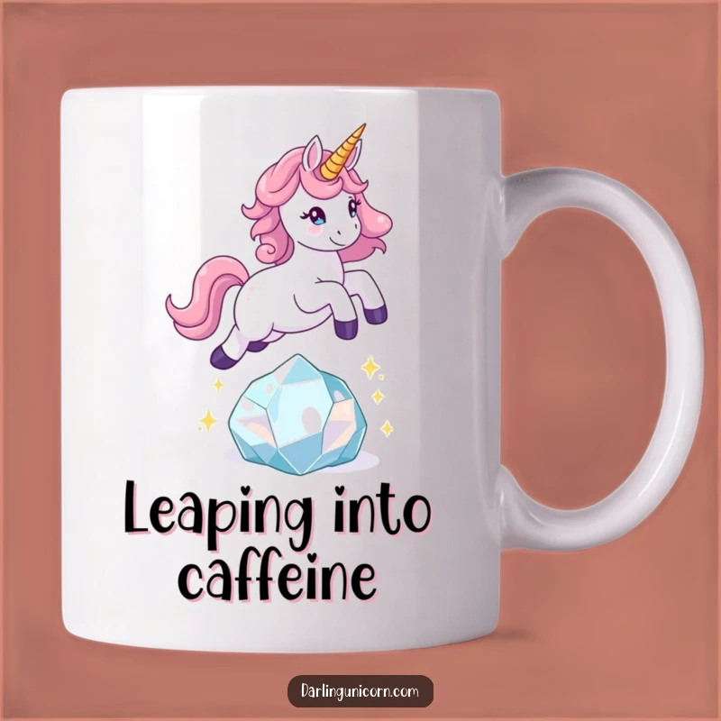 Funny Playful Unicorn Crystal Leap Mug: Energetic Gift for Joyful Mornings