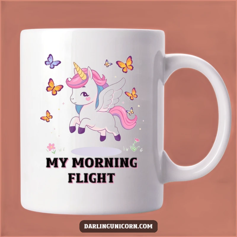 Funny Unicorn Wings Chase Mug: Playful Butterflies, Perfect Funny Gift