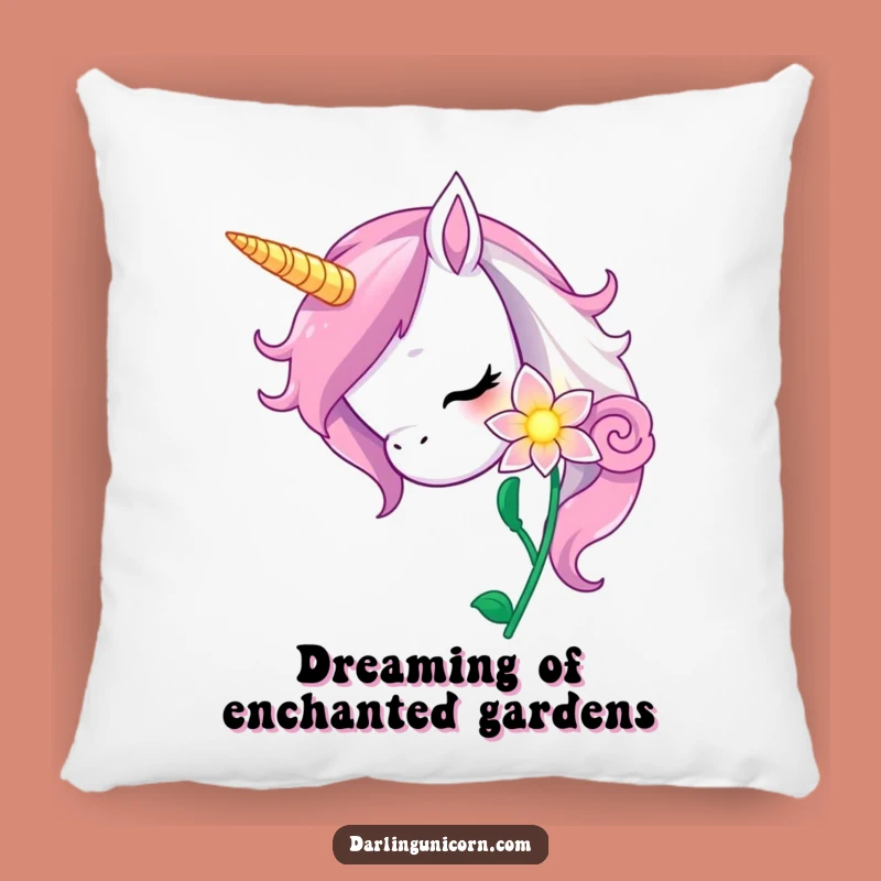 Funny Curious Unicorn Flower Pillow: Cozy Magical Accent for Your Sofa