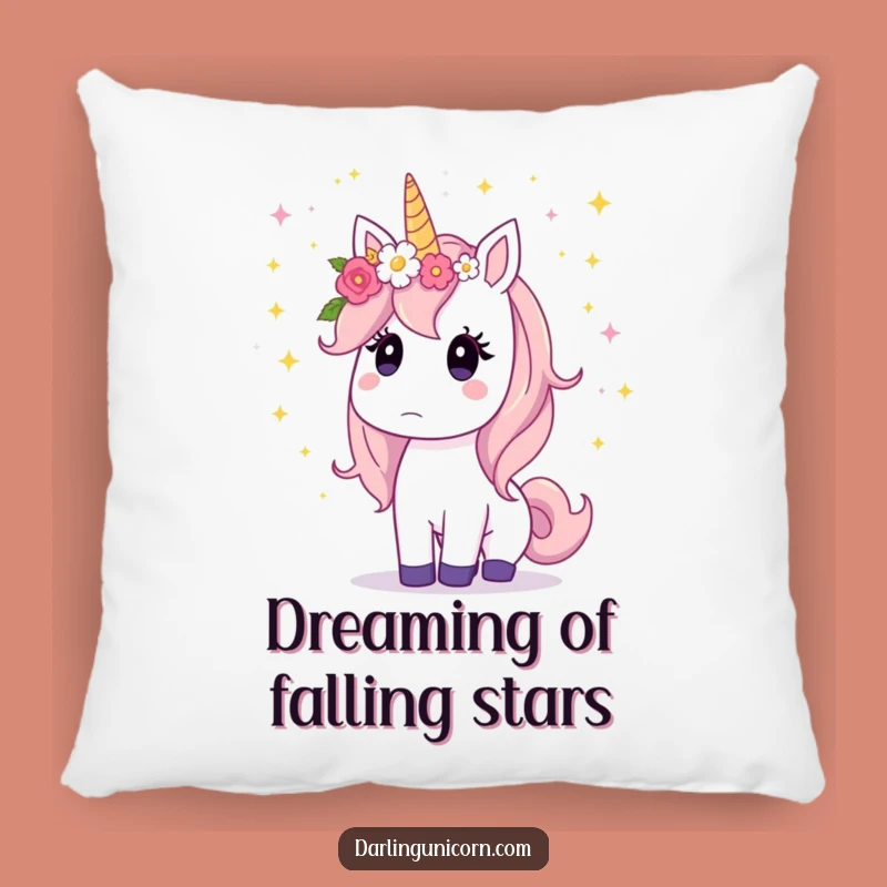 Funny Unicorn Pillow: Surprised Stardust Fall, Cozy Magical Decor Gift