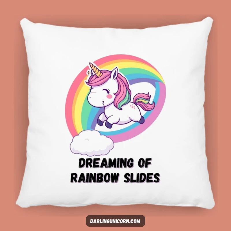 Funny Playful Unicorn Rainbow Slide Pillow - Cozy Cheerful Decor Gift