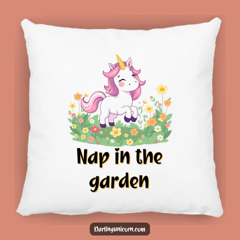 Soft Funny Joyful Unicorn Flower Field Pillow: Cuddle Up with Floral Happiness!