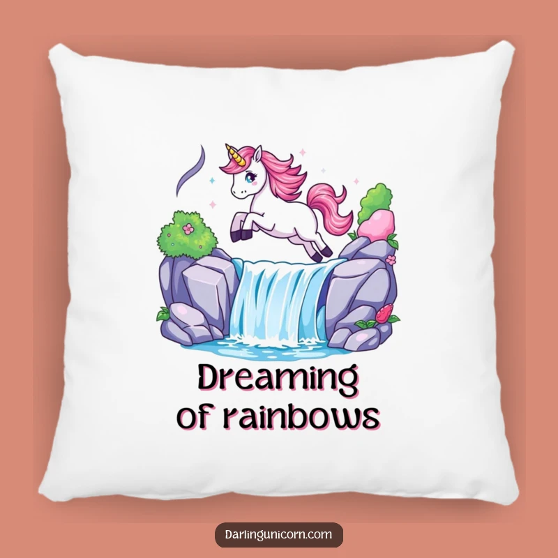 Soft Funny Unicorn Waterfall Leap Pillow - Cozy Magic for Your Couch