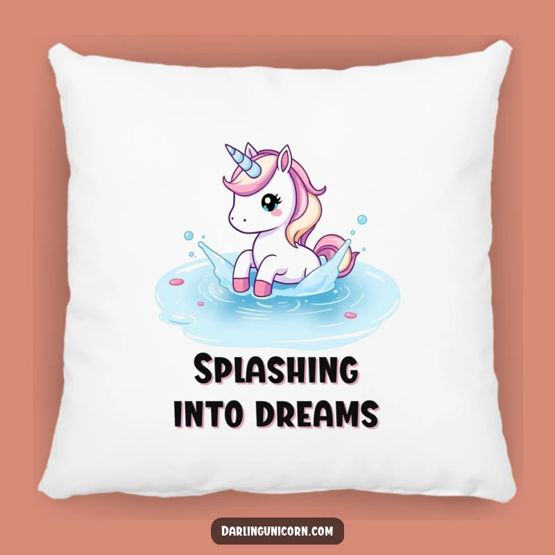 Cozy Funny Unicorn Pond Splash Pillow: Cuddle Up with Water Bliss