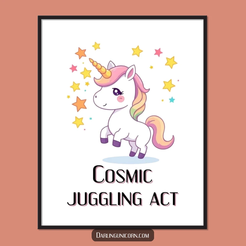 Instant Download Funny Unicorn Star Juggler Art: Decorate with Magic, Perfect Gift