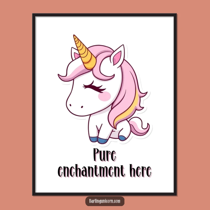 Funny Golden Horn Unicorn Art - Adorable Wink Digital Print, Perfect Decor Gift!