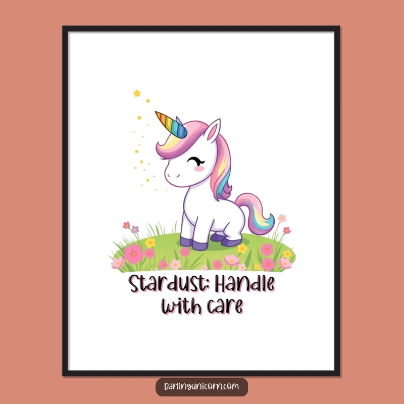 Funny Unicorn Stardust Meadow Digital Art: Instant Magic & Whimsical Decor!