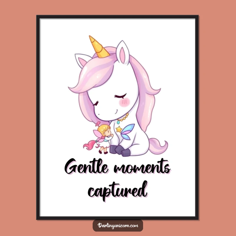 Funny Unicorn Fairy Nuzzle Digital Art - Instant Enchanting Wall Decor
