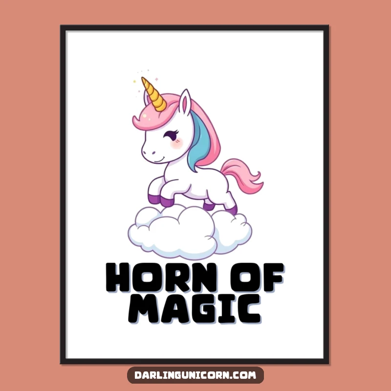 Funny Leaping Unicorn Digital Art: Magical Dream Print for Walls