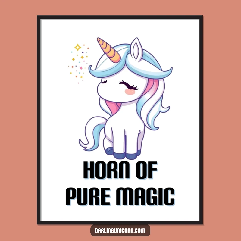 Funny Unicorn Glitter Horn Digital Art: Sparkle Shower, Instant Magic Gift