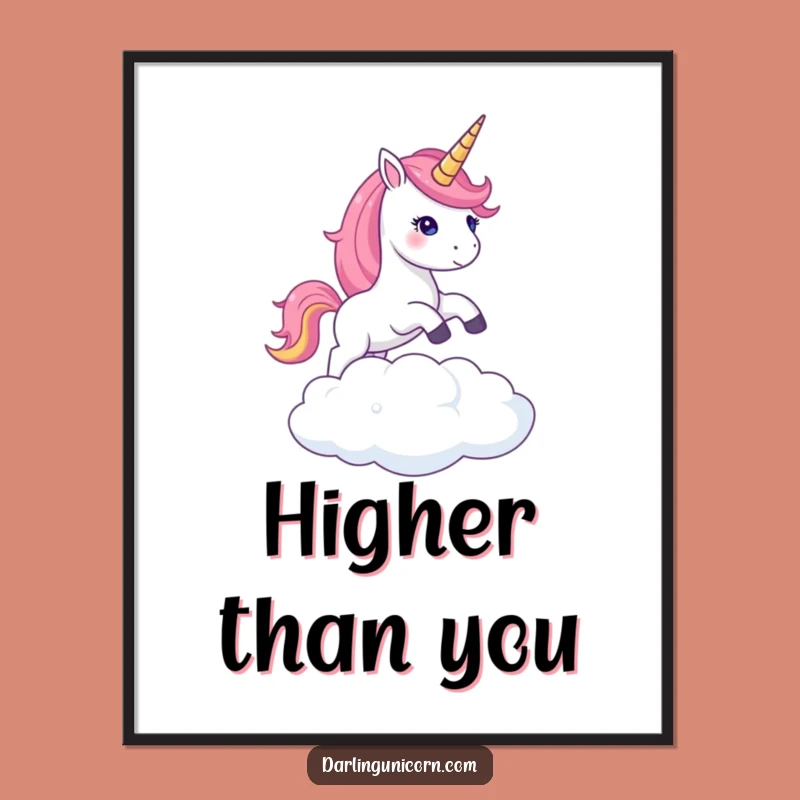 Instant Funny Unicorn Cloud Leap Art: Shimmering Download, Premium Funny Gift