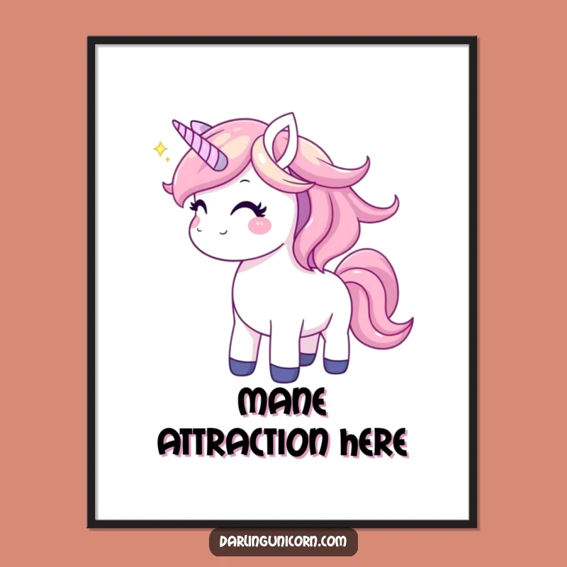 Funny Joyful Unicorn Mane Toss Digital Art: Instant Magical Wall Decor