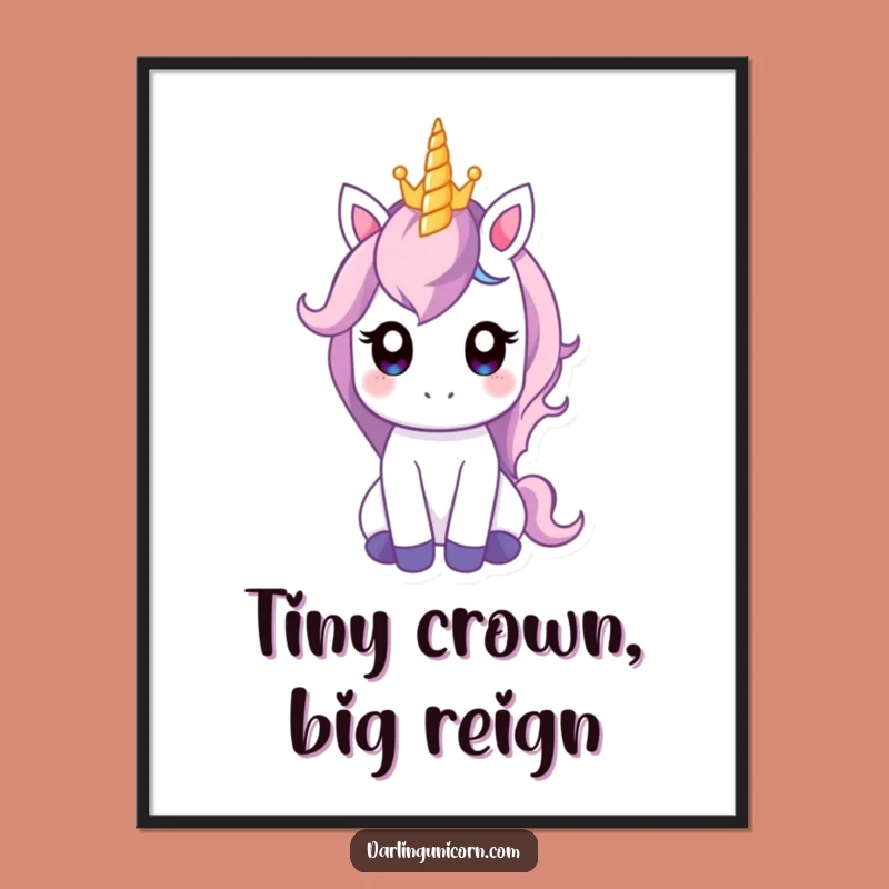Printable Funny Gentle Unicorn Crown Art: Instant Royalty for Your Walls!