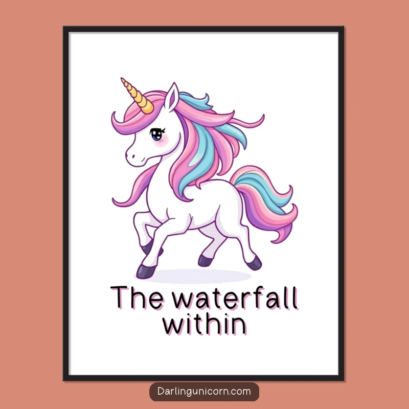 Instant Download Funny Unicorn Waterfall Mane Art: Decorate with Flow, Perfect Gift
