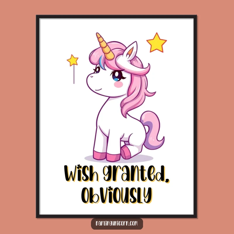 Funny Unicorn Digital Art - Magical Star Catcher Scene, Instant Funny Gift Decor