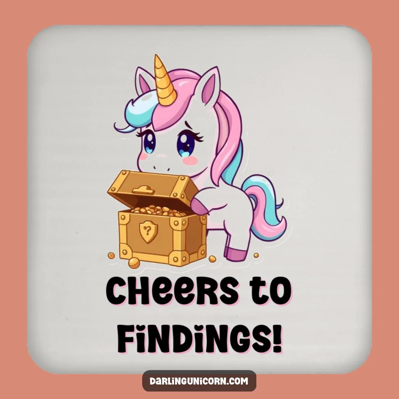 Set of Funny Unicorn Treasure Coasters - Protect Surfaces with Magical Finds