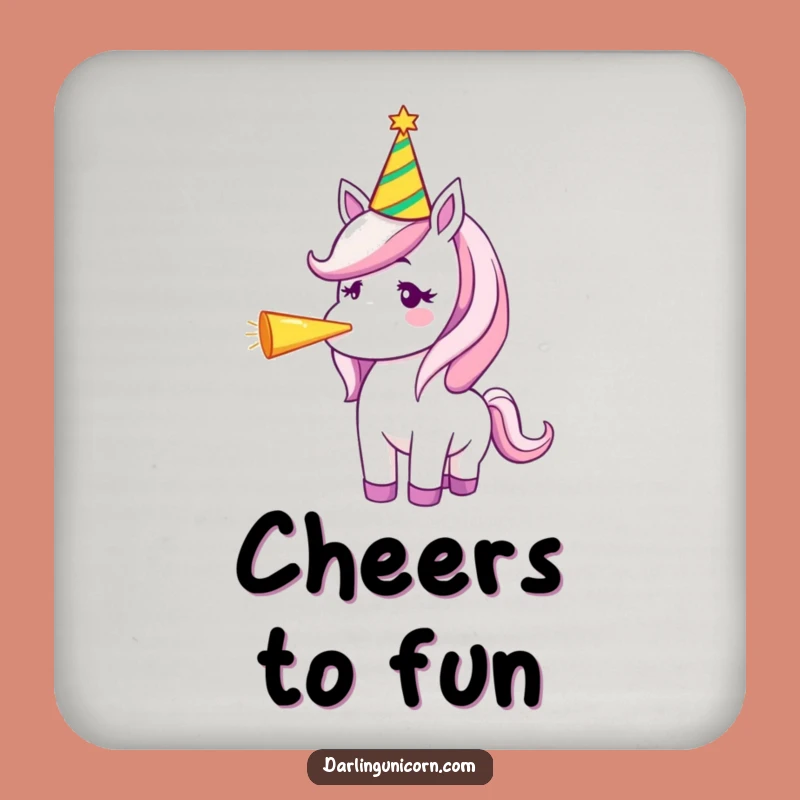 Funny Unicorn Party Hat Coaster: Festive Protection, Chic Funny Gift