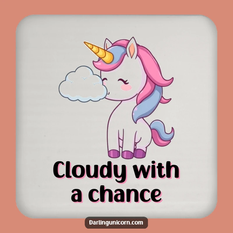 Funny Unicorn Cloud Nudge Drink Coaster: Whimsy Protection, Dreamy Gift