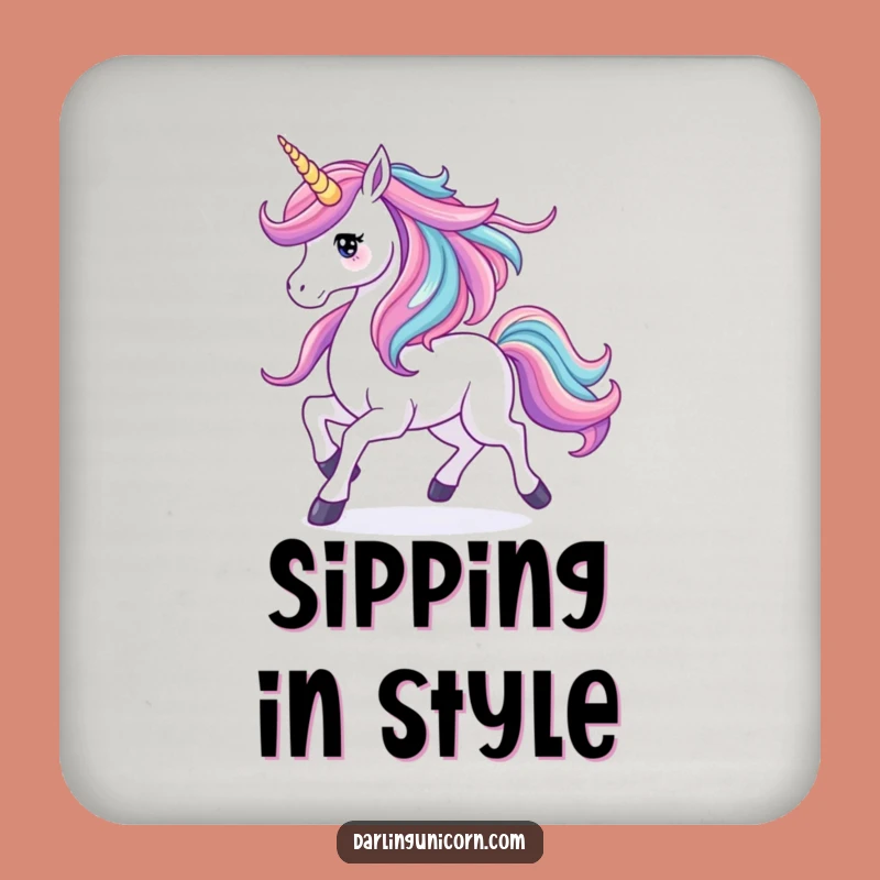 Elegant Funny Unicorn Waterfall Mane Coaster: Protect Surfaces with Style, Fun Gift