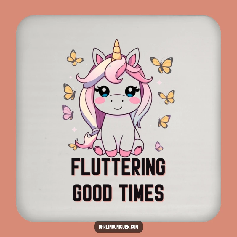 Funny Unicorn Butterfly Friend Coaster: Contented Protection with Gentle Charm
