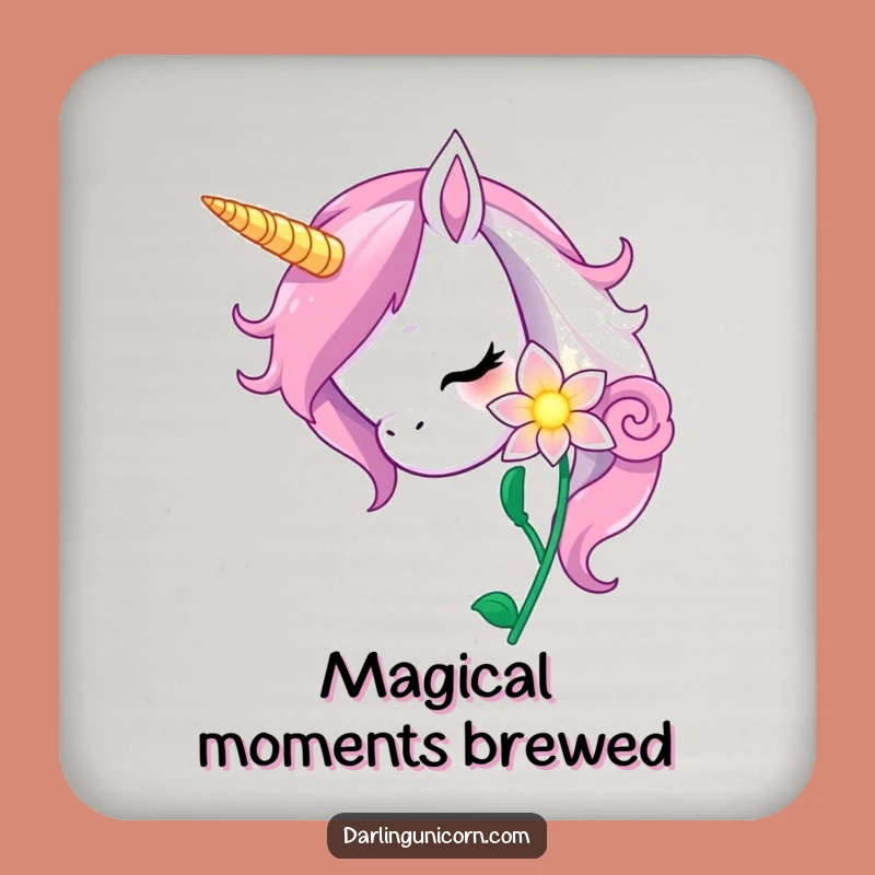 Funny Curious Unicorn Flower Coaster: Protect Surfaces with Magical Charm