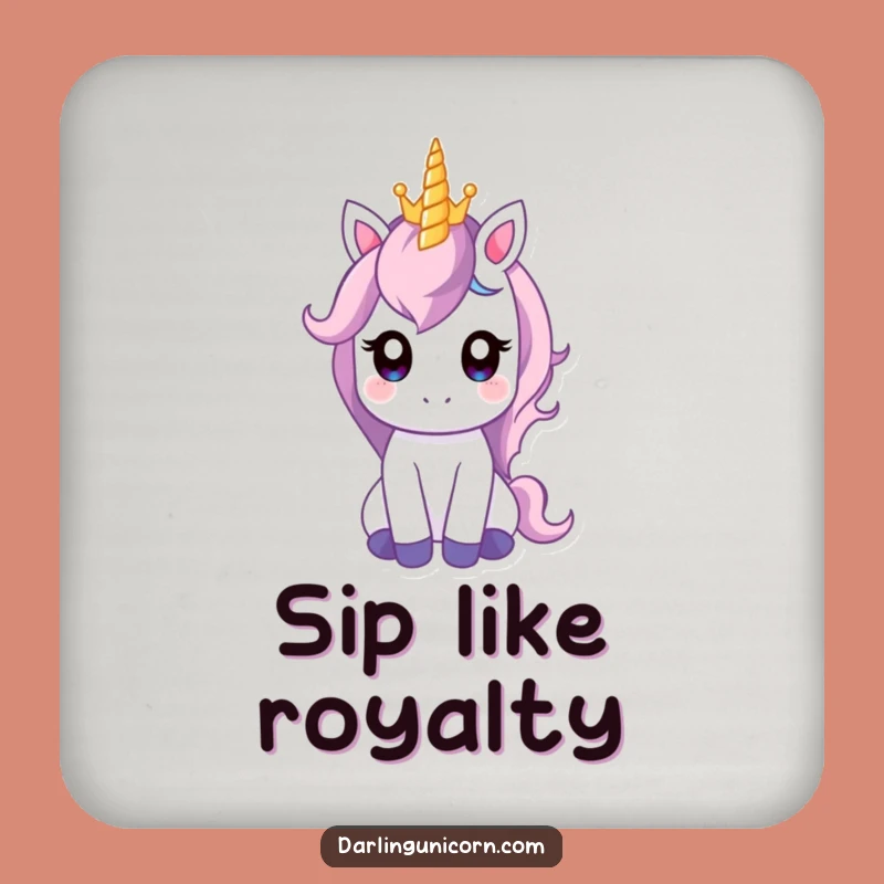 Funny Gentle Unicorn Crown Coaster: Protect Surfaces with Regal Humor!