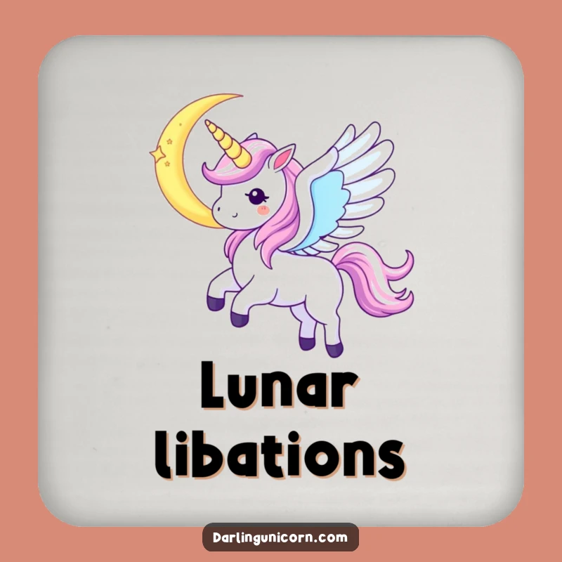 Funny Kawaii Unicorn Moon Soar Coasters: Protect Surfaces with Celestial Magic - Ideal Funny Gift