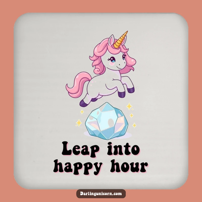 Funny Playful Unicorn Crystal Leap Coaster: Protect Surfaces with Sparkle