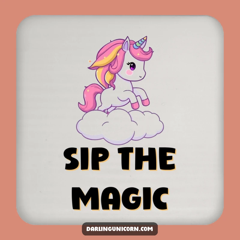 Funny Sparkling Unicorn Rainbow Mane Coaster: Protect Surfaces with Magical Humor!