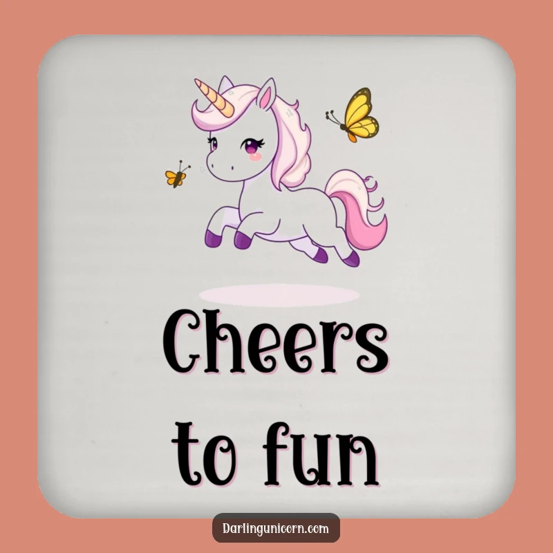 Funny Unicorn Butterfly Tag Coaster: Protect Surfaces with Playful Charm!